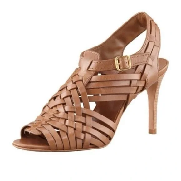 Tory Burch Nadia Huarache Leather Sandal Royal Tan Size 9.5 MSRP $325 - Picture 2 of 12